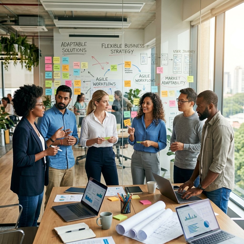 Modern creative strategy session with adaptable planning