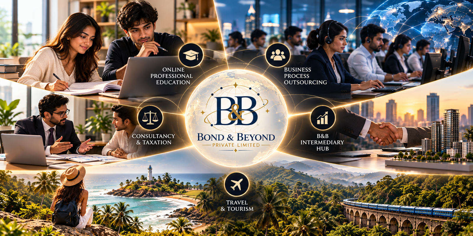 Bond & Beyond sectors: travel, BPO, consultancy, hub, and education